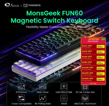 Akko MonsGeek FUN60 机械键盘 磁吸轴 60% 游戏键盘 快速触发 0.01mm 8K ARGB HE/TMR 定制键盘